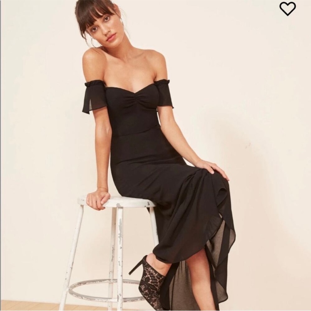 Reformation Butterfly Smooth Georgette Lined Black Dress 4 Wedding MINT $298 - Picture 2 of 14
